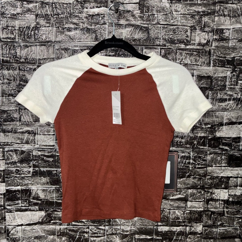 Ivory & Burnt Orange Short Sleeve Baby Tee